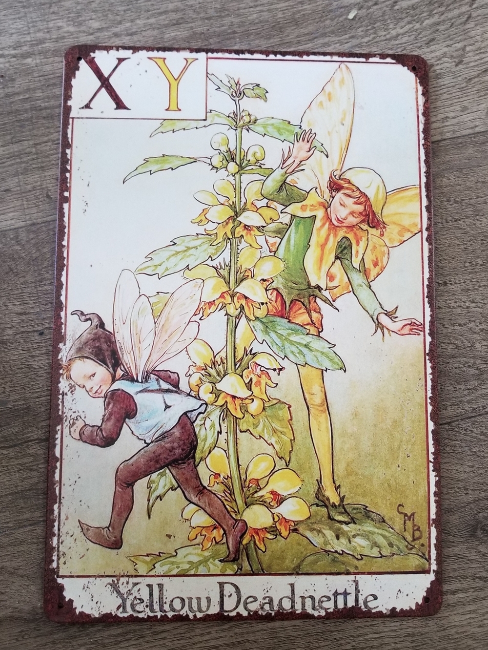 Yellow Deadnettle Fairy Botanical Metal Sign